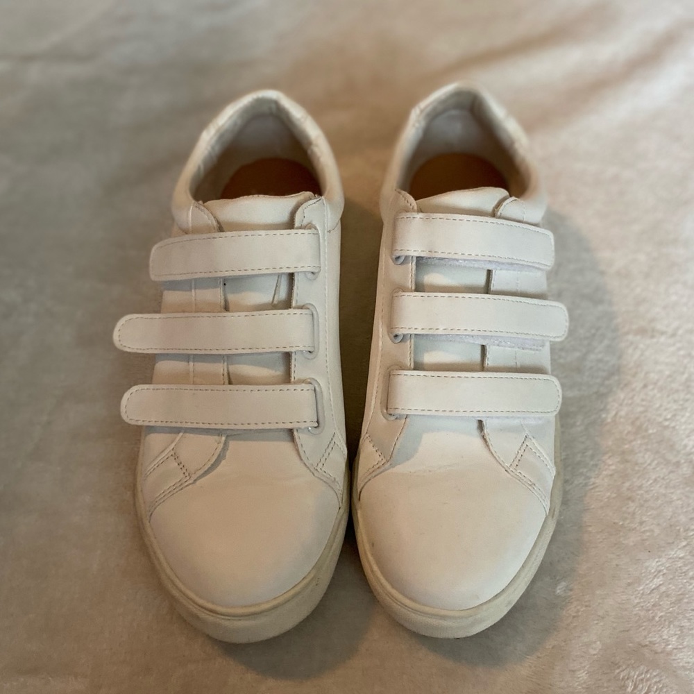 White Velcro Strap Sneakers
